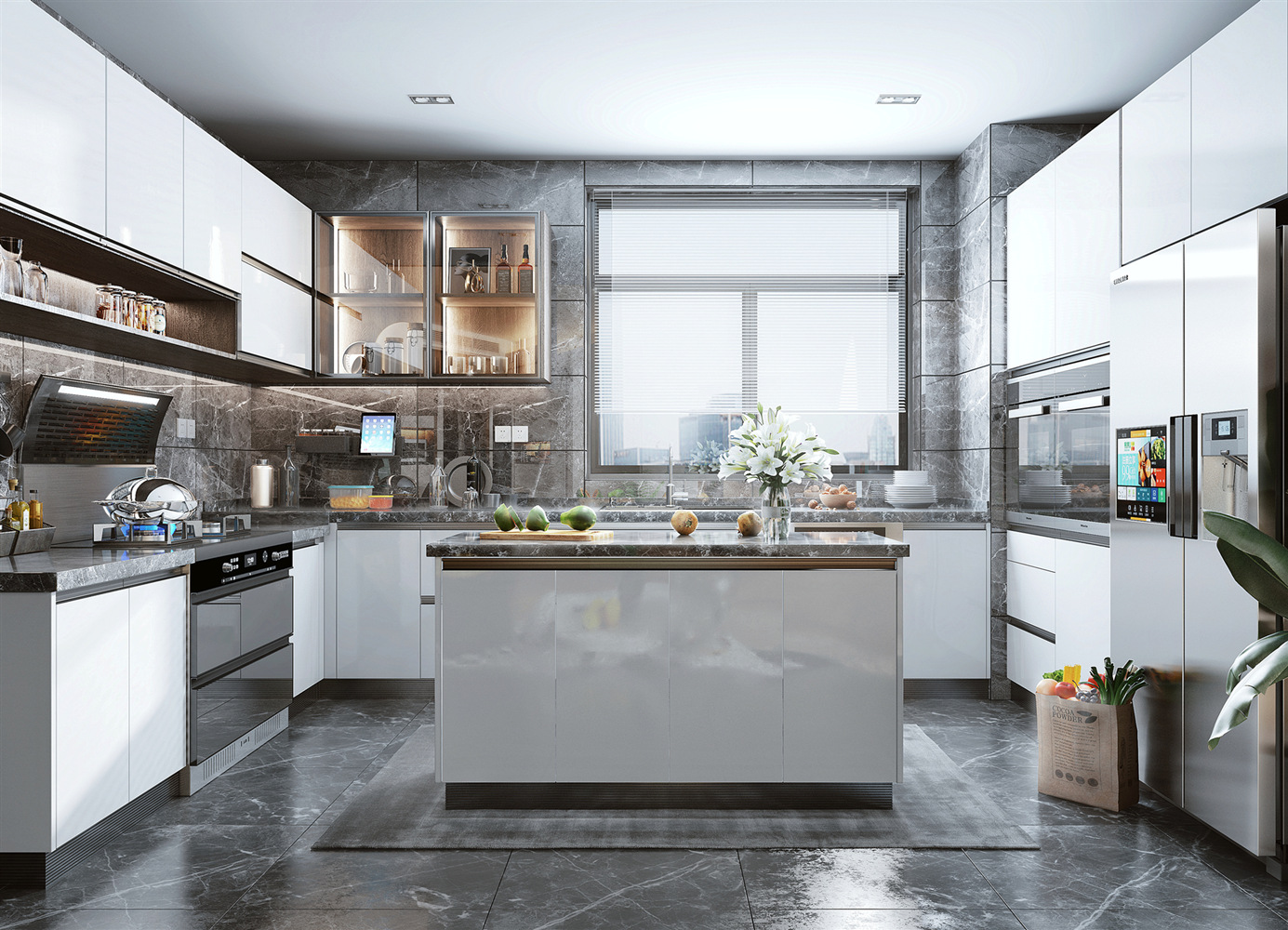 White Color Design Modular MDF Lacquer Modern Kitchen Cabinet CABN07 ...